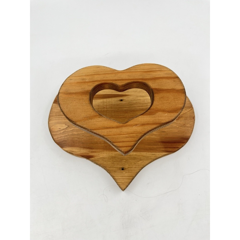 Vtg Wooden Oak Heart Wall Quilt Blanket Towel Hanger Rack Country Core Farmlife